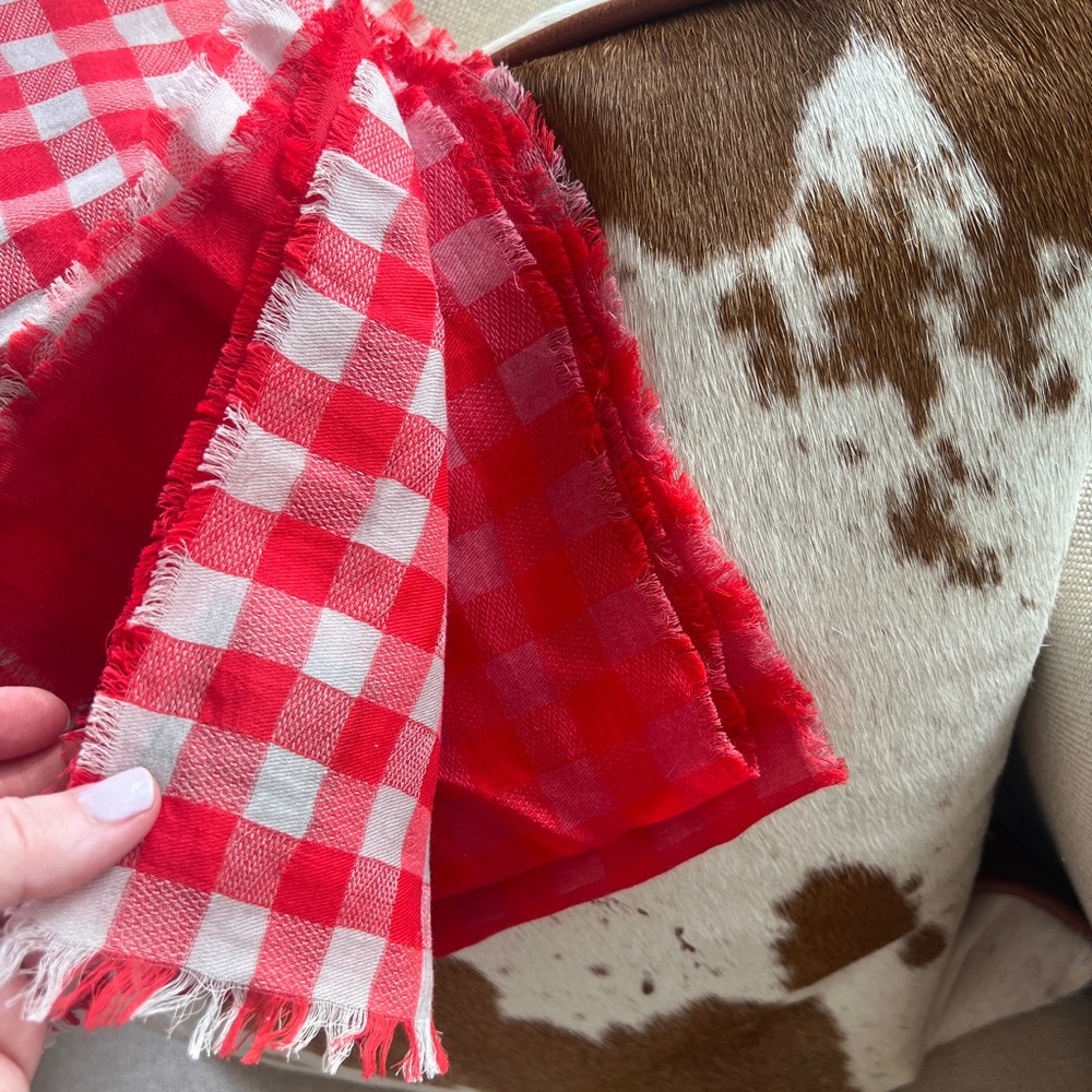 Louis Vuitton Red Checkered Scarf - Picture 11 of 12